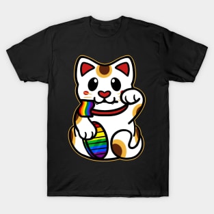 LGBTQ+ Pride Lucky Cat - Gay T-Shirt